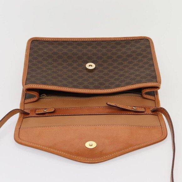 CELINE Macadam Canvas Shoulder Bag PVC Leather Brown Auth - Picture 12 of 15